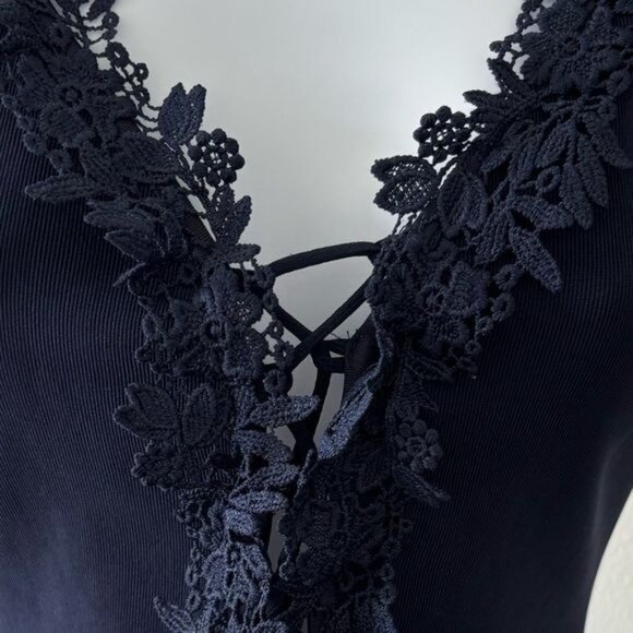 Y2K Bodysuit Large Floral Lace Deep V Neckline Romantic Dark Academia Balletcore - Picture 12 of 16